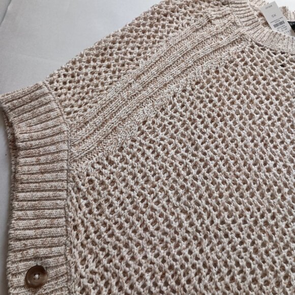 TALBOT’S Open Knit Tan Oversized Poncho Women’s Size XS NWT - Picture 9 of 14